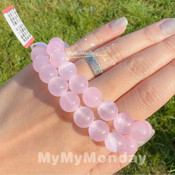 Pink Selenite Bracelet 10mm - Picture 2 of 4